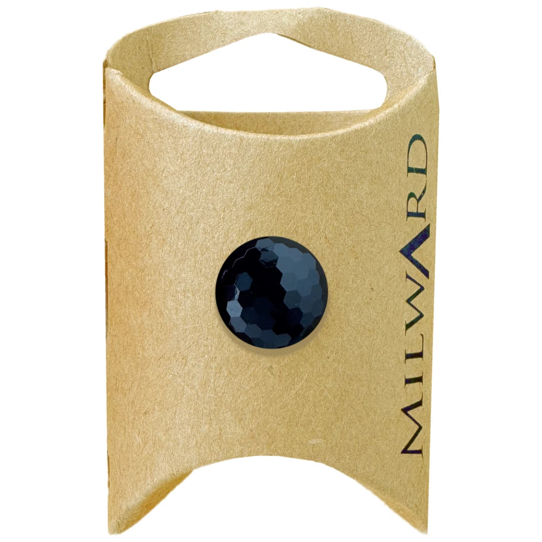 Milward Green Carded Black 15mm (24L) Nylon Shank Diamond Cut Button