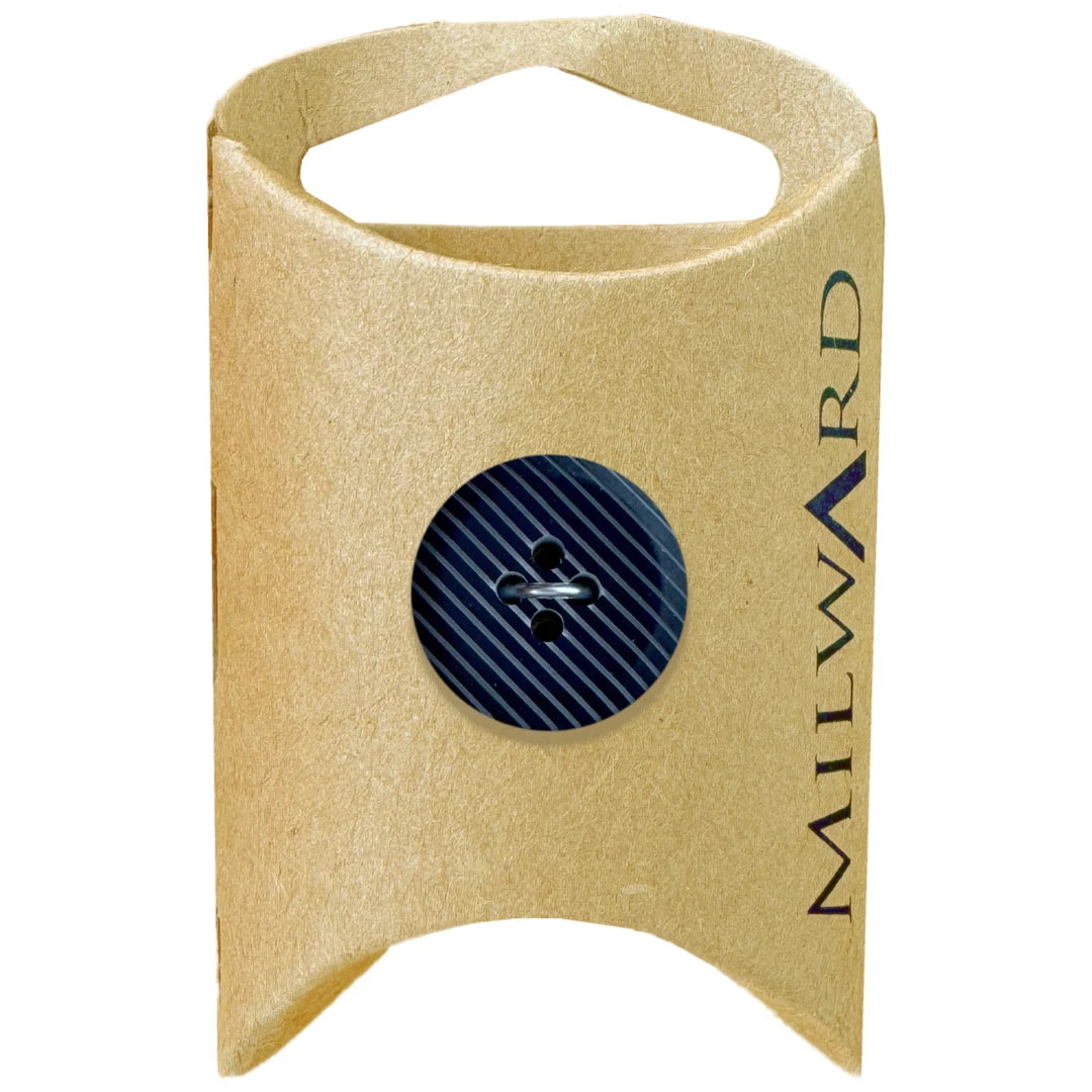 Milward Green Carded Black 19mm (30L) Nylon 4-Hole Striped Button