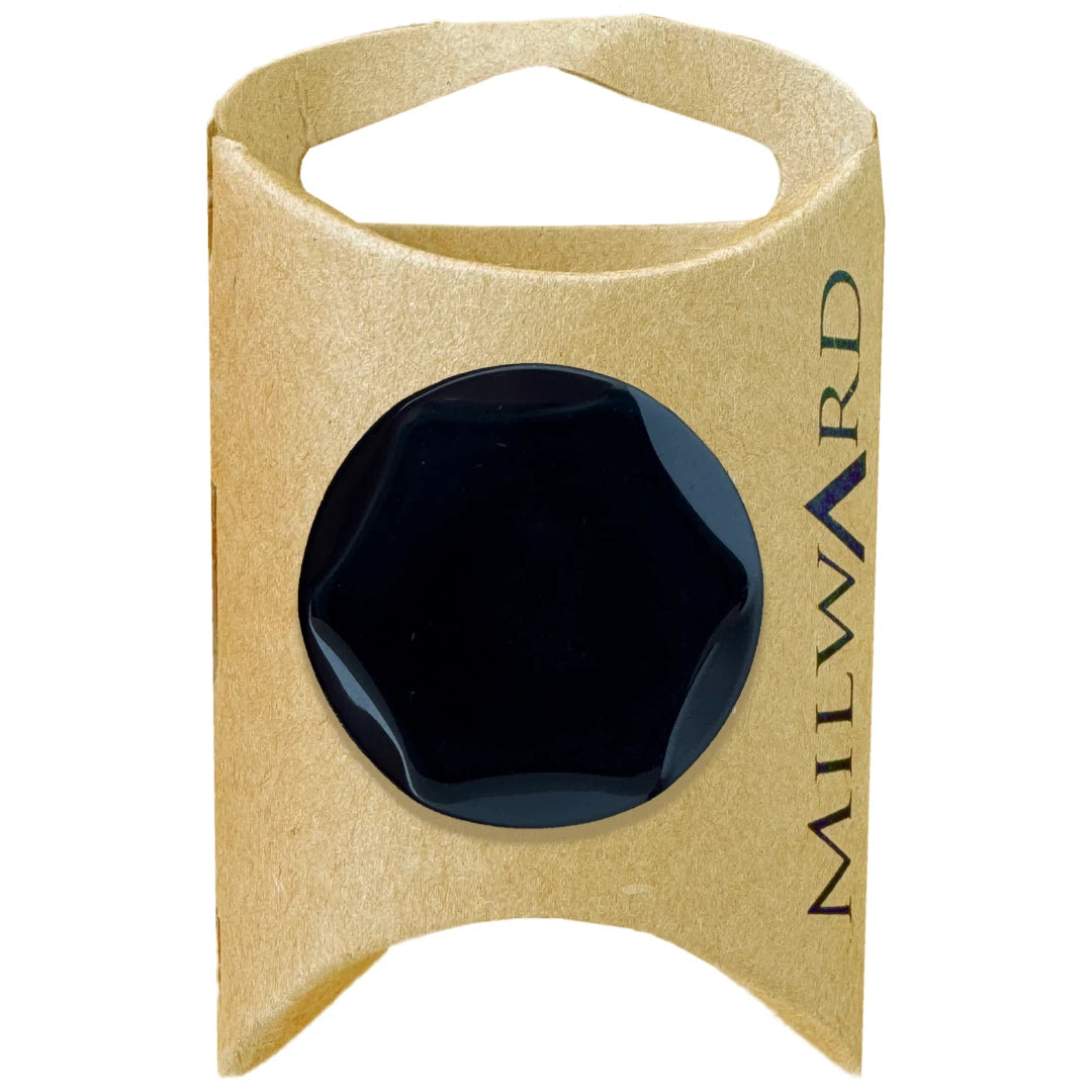 Milward Green Carded Black 30mm (48L) Nylon Shank 6-Sided Button