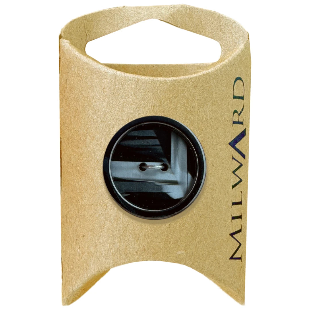 Milward Green Carded Black 25mm (40L) Alloy/Acrylic 2-Hole Geode Button