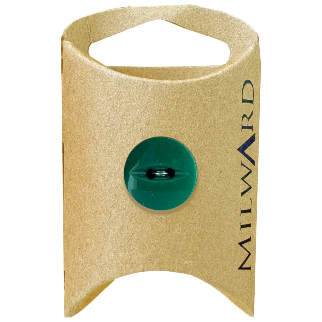 Milward Green Carded Emerald 16mm (26L) Polyester 2-Hole Fisheye Button