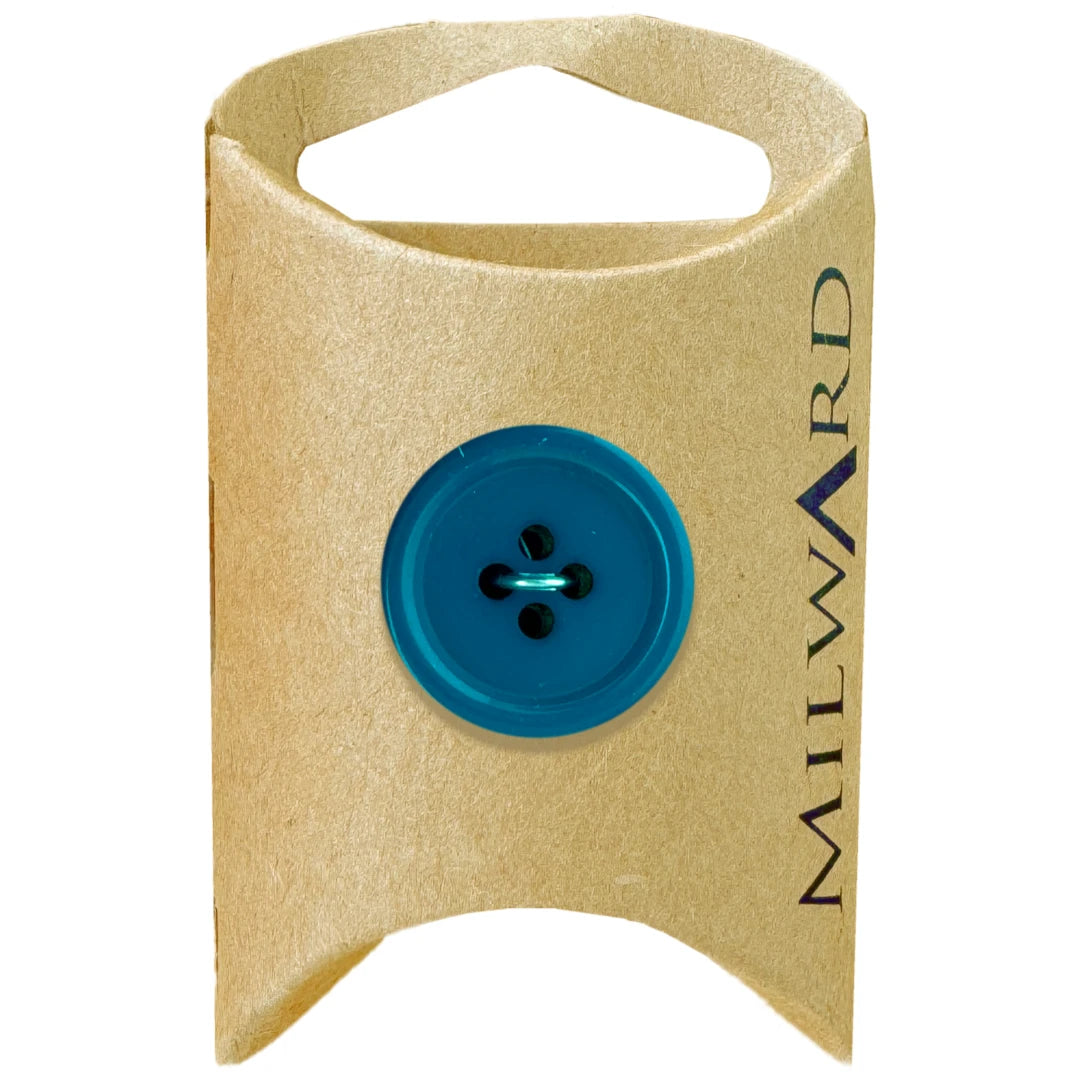 Milward Green Carded Mid-Blue 20mm (32L) Polyester 4-Hole Round Button