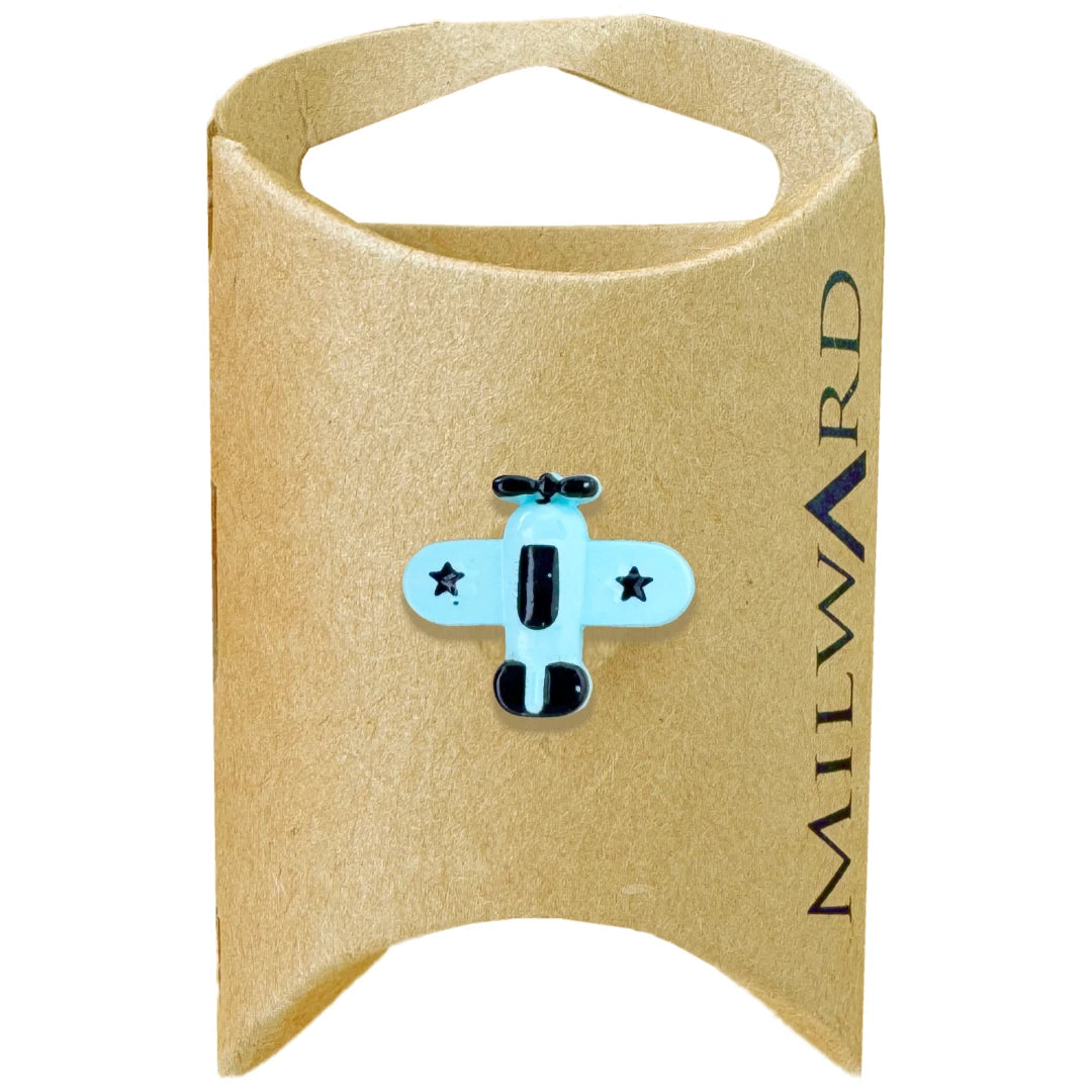 Milward Green Carded Black and Baby Blue 18mm (28L) Nylon Shank Airplane Button