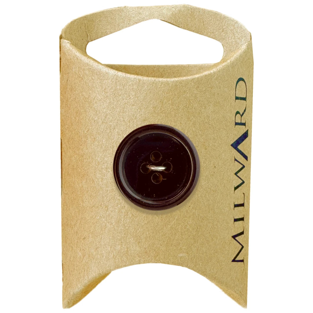 Milward Green Carded Brown 20mm (32L) Polyester 4-Hole Simple Button