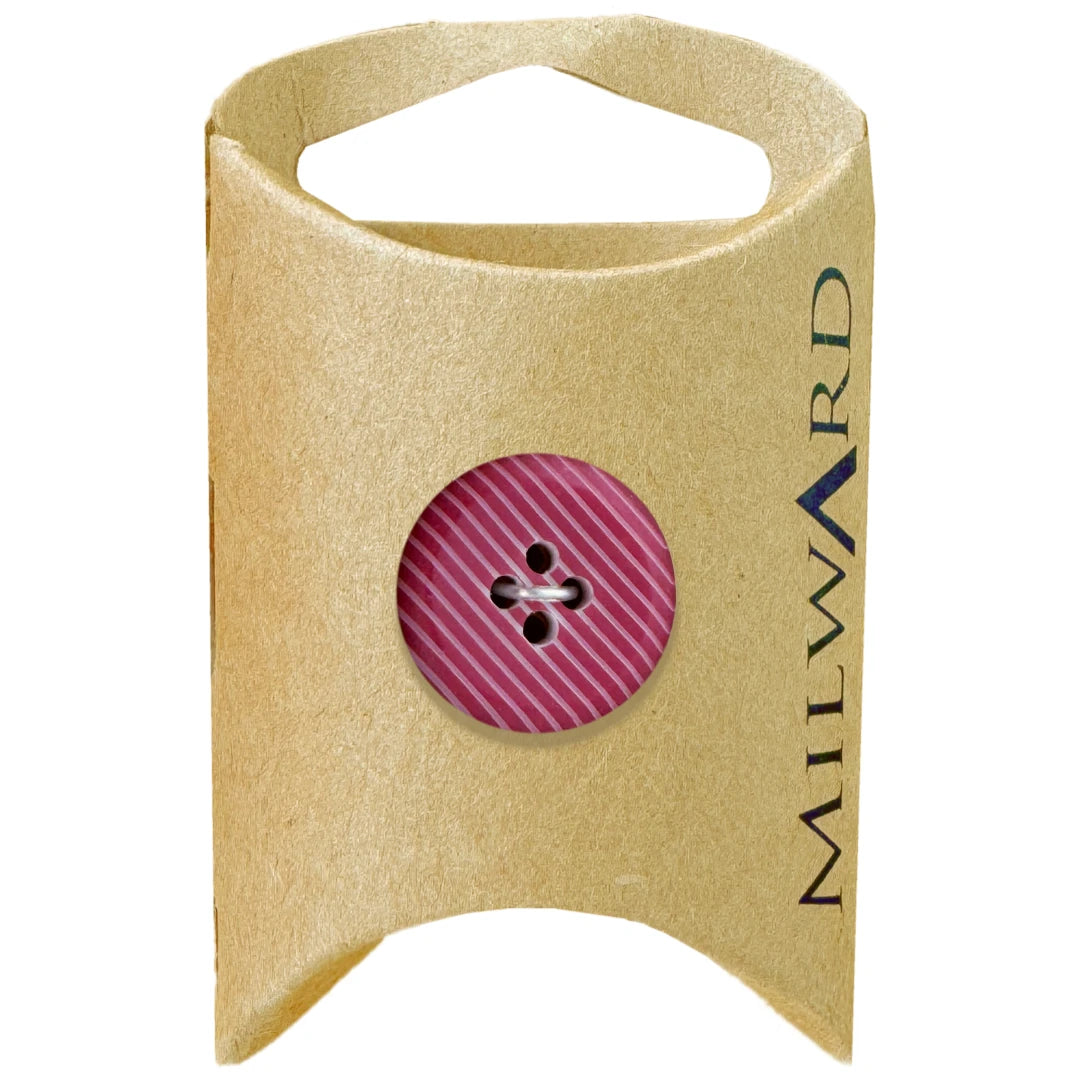 Milward Green Carded Dark Red 19mm (30L) Nylon 4-Hole Striped Button
