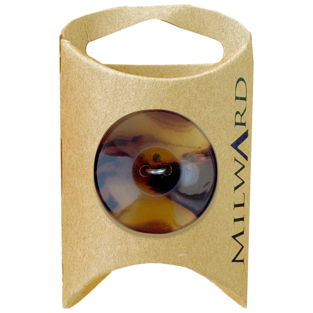 Milward Green Carded Brown 27mm (45L) Polyester 4-Hole Tortoise Shell Button