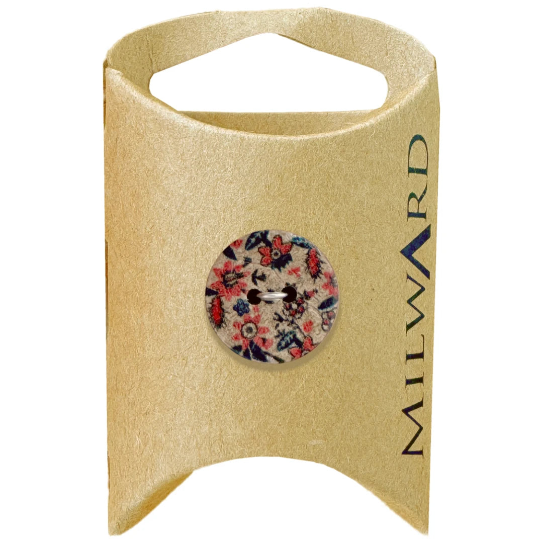 Milward Green Carded Natural 18mm (28L) Coconut 2-Hole Floral Button