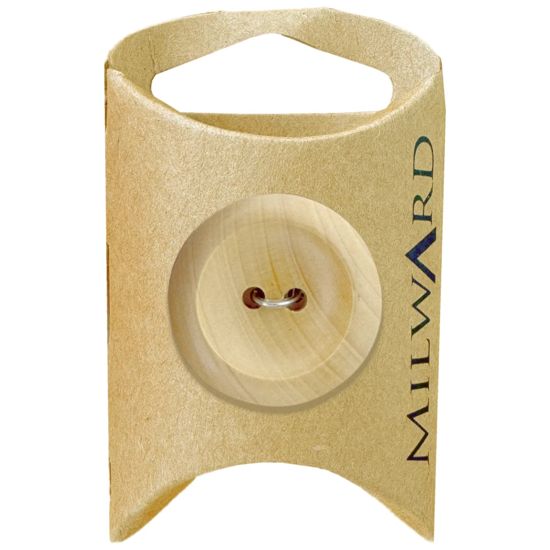 Milward Green Carded Olive 28mm (44L) Wooden 2-Hole Rimmed Button