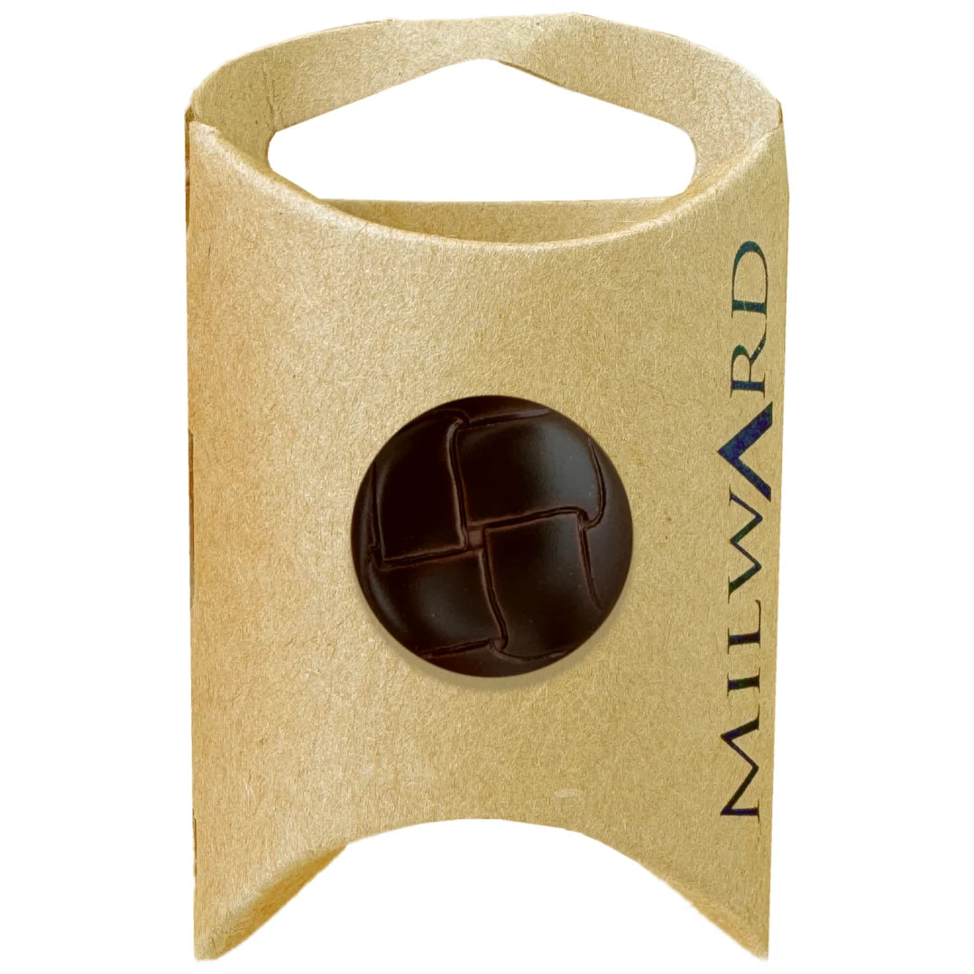 Milward Green Carded Brown 20mm (32L) ABS Shank Faux Leather Button