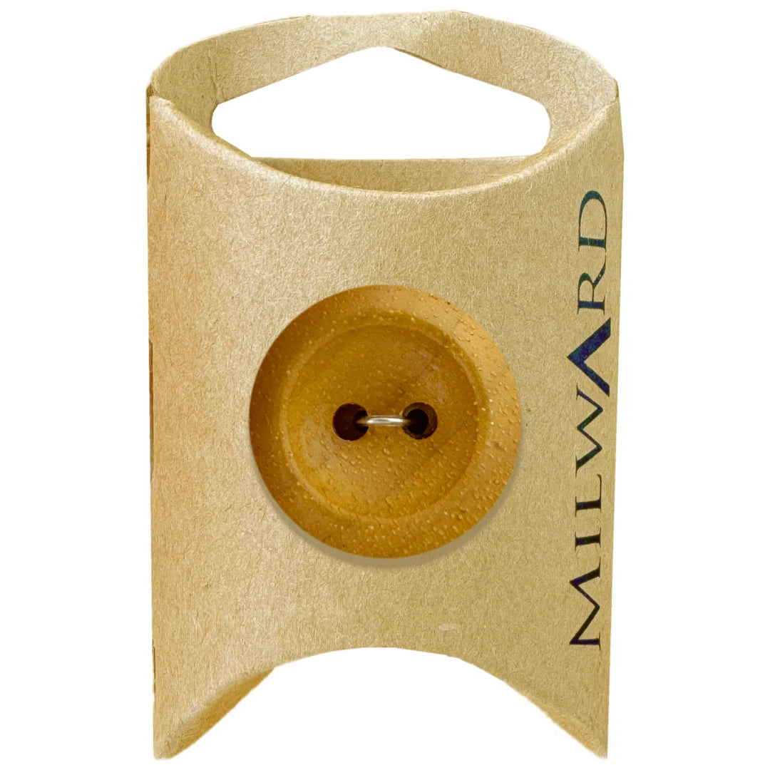 Milward Green Carded Olive 26mm (42L) Wooden 2-Hole Rimmed Button