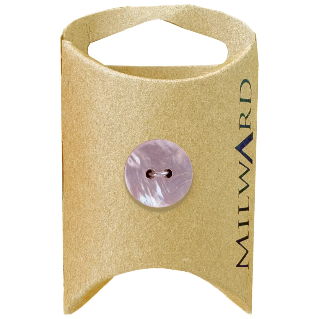 Milward Green Carded Light Pink 15mm (24L) Shell 2-Hole Round Button