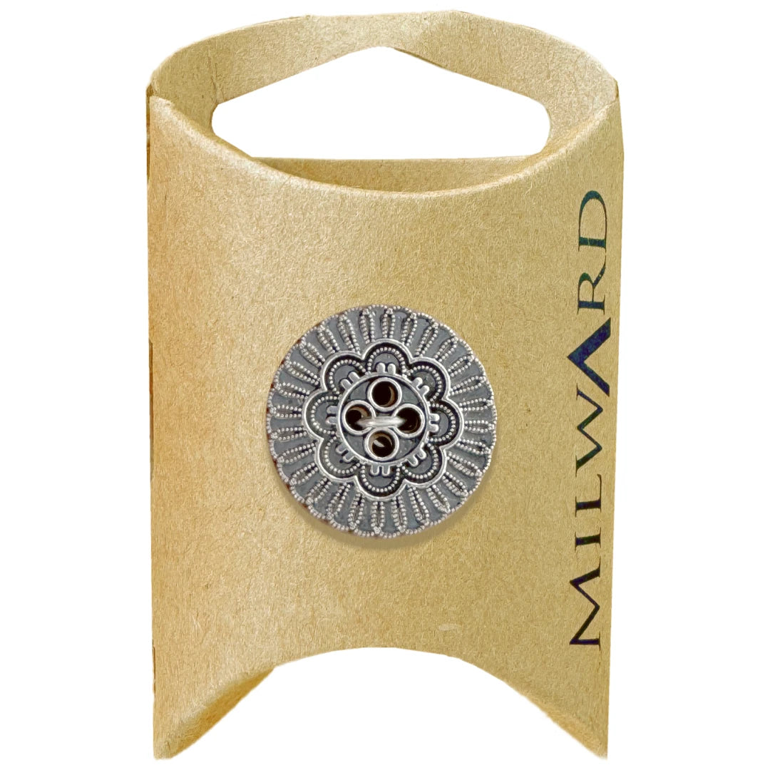Milward Green Carded Copper 22mm (36L) Metal 4-Hole Flower Button