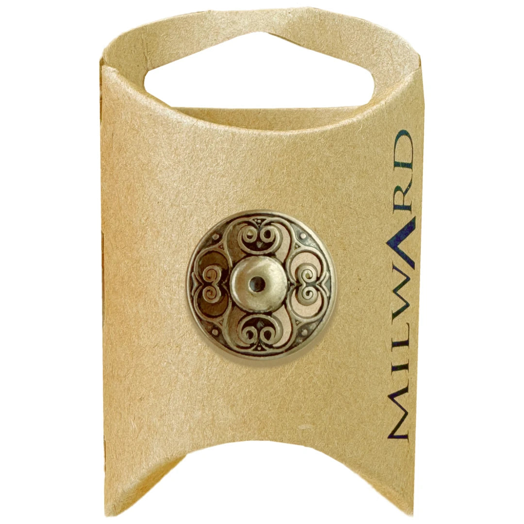 Milward Green Carded Bronze 19mm (30L) Metal Shank Filigree Button