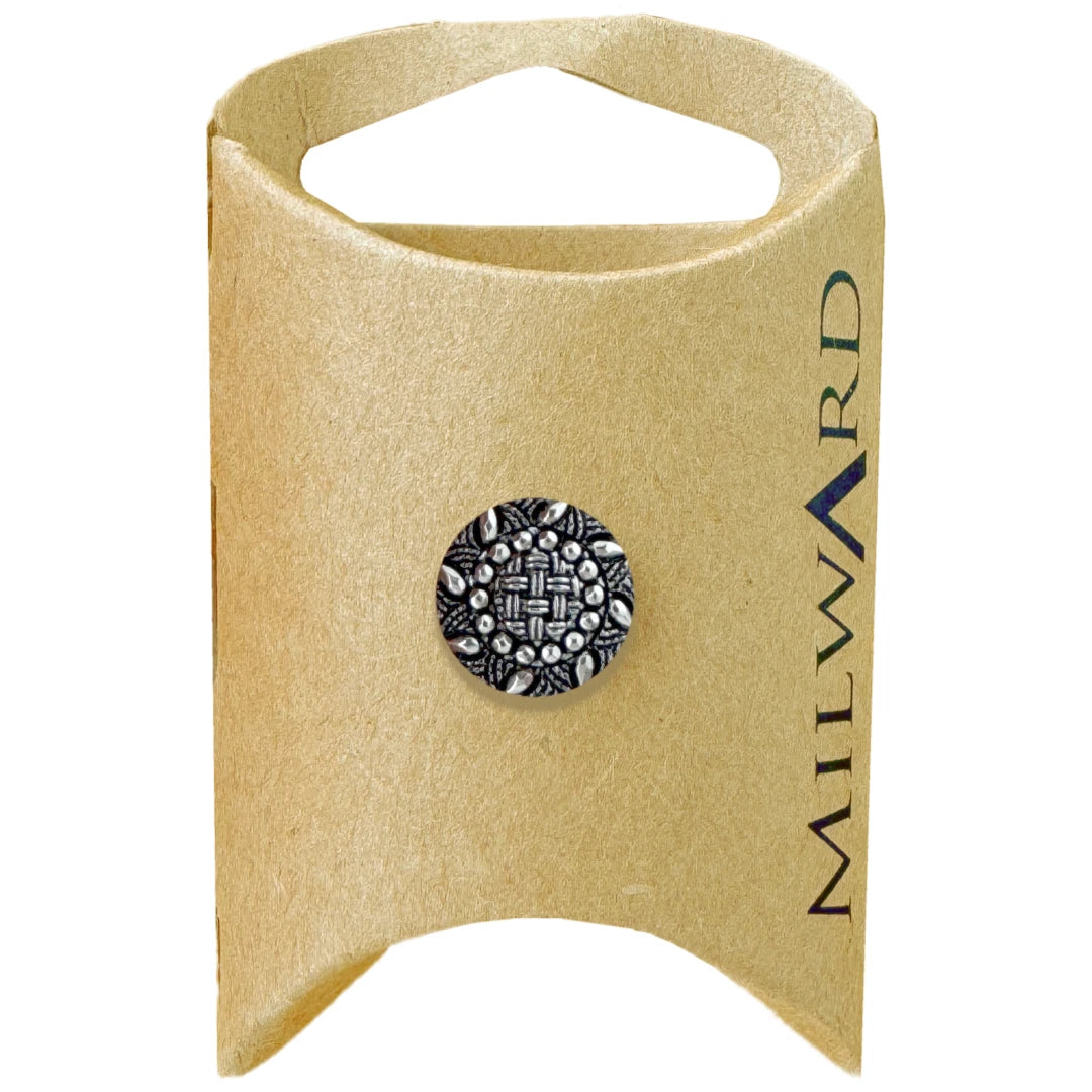 Milward Green Carded Silver 12mm (18L) Metal Shank Weave Button