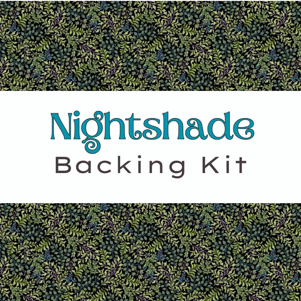 Nightshade Solanum Quilt Backing Kit Nightshade Green Foliage on Black