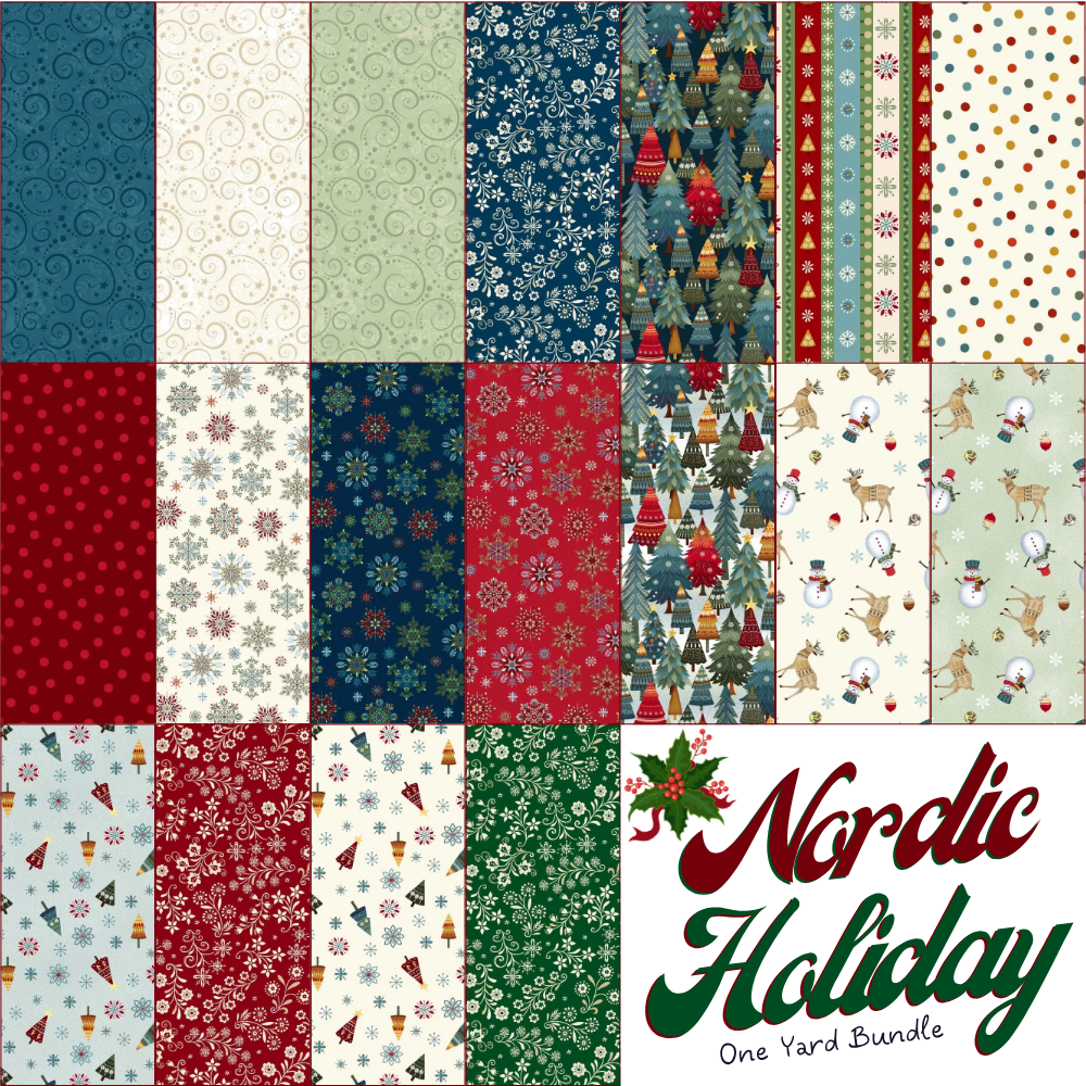 Nordic Holiday Village One Yard Bundle - coordinating quilt fabric bundle