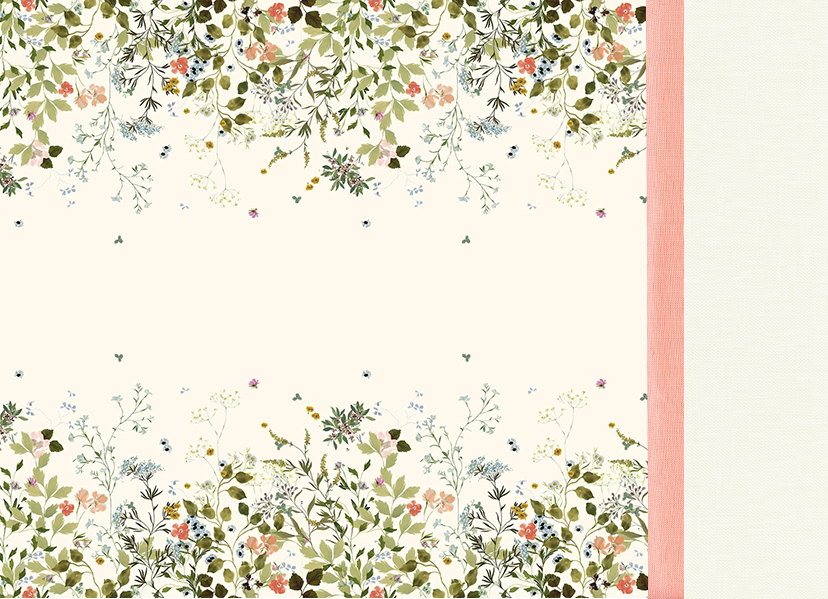 A cream background with floral accents and a pink stripe, inspired by Kona Cotton Solids, decorates the Northern Medallion Pillowcase Kit from Quilted Joy—evoking the look of a decorative 100% cotton journal cover.