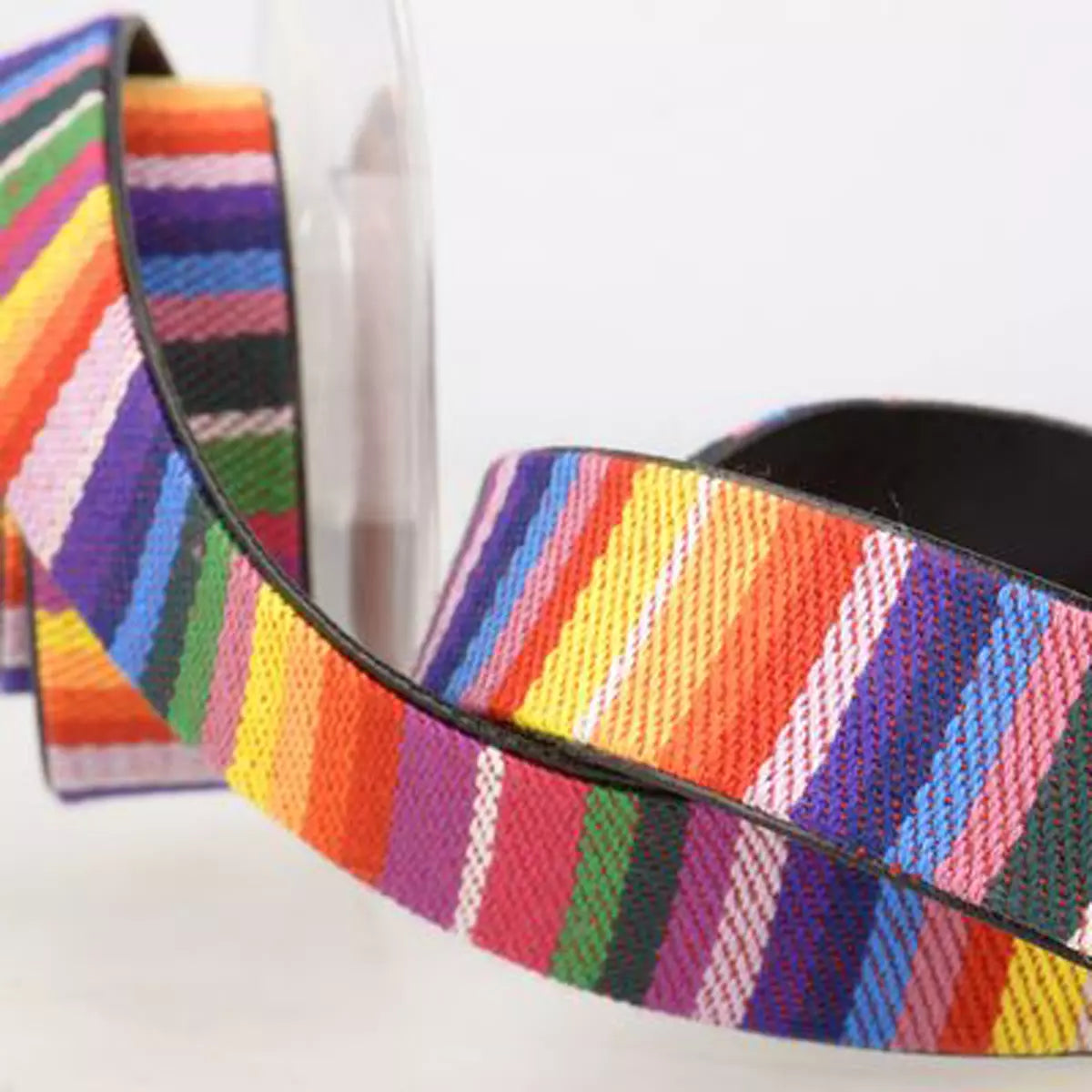 Braid Rainbow Strapping w/Faux Leather Back 1/4" Wide