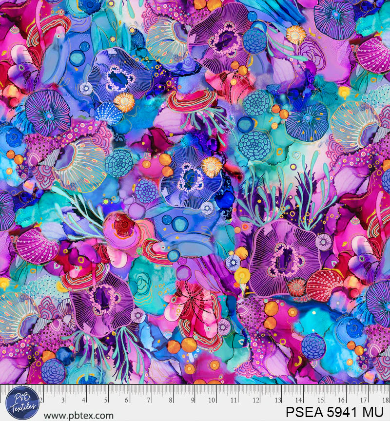 Painted Sea Multi Sea Life Fabric Yardage