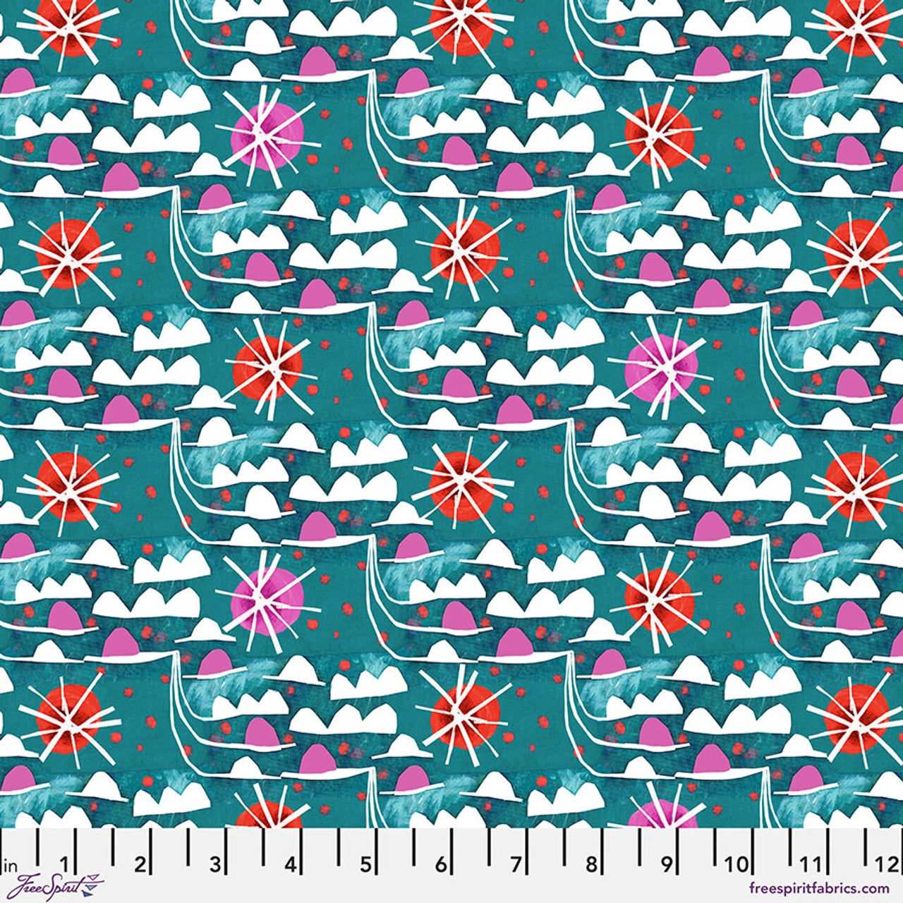 Colori Teal Waves Fabric Yardage