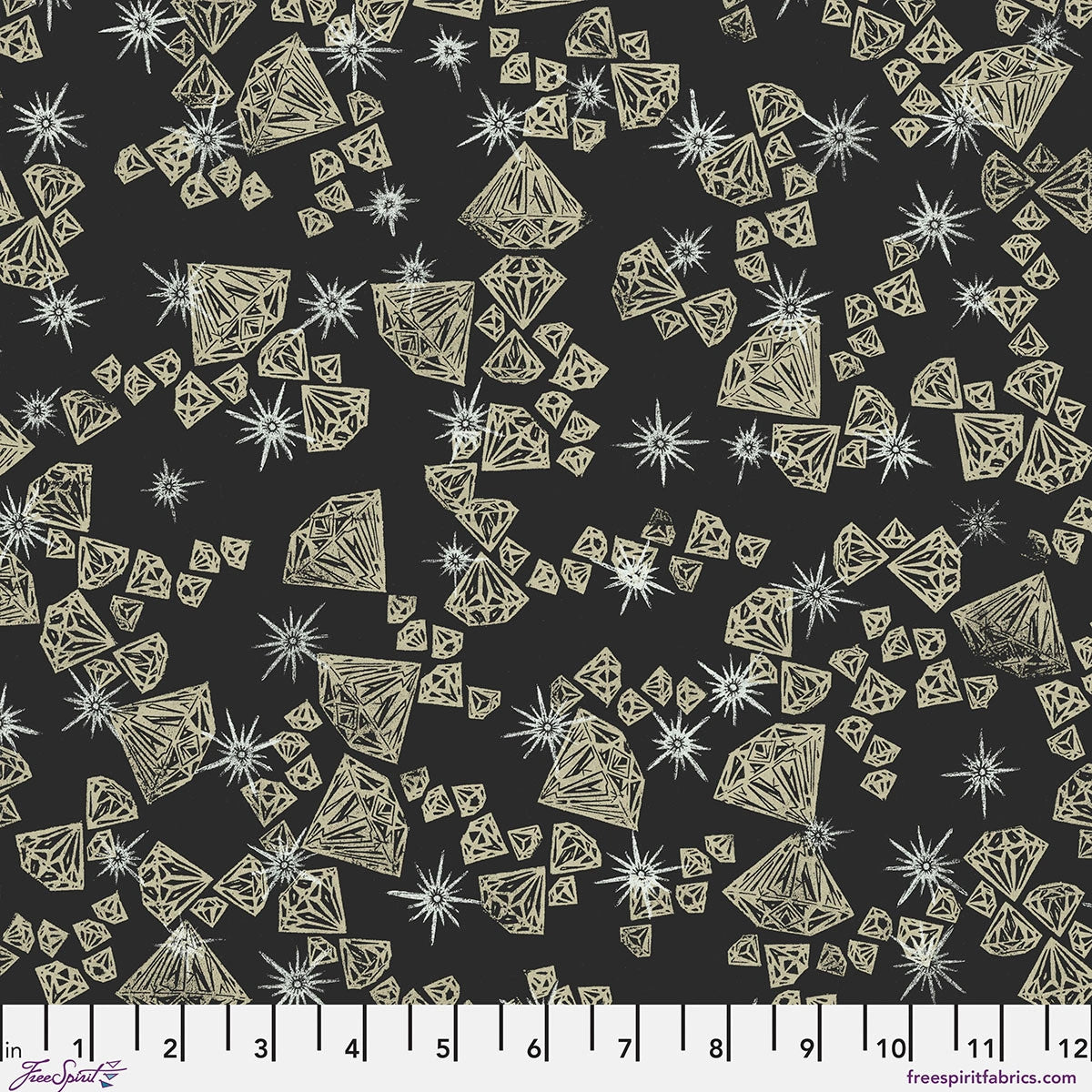 The Wisdom Black The Shiny Things Fabric Yardage - quilt fabric for sewing and quilting projects