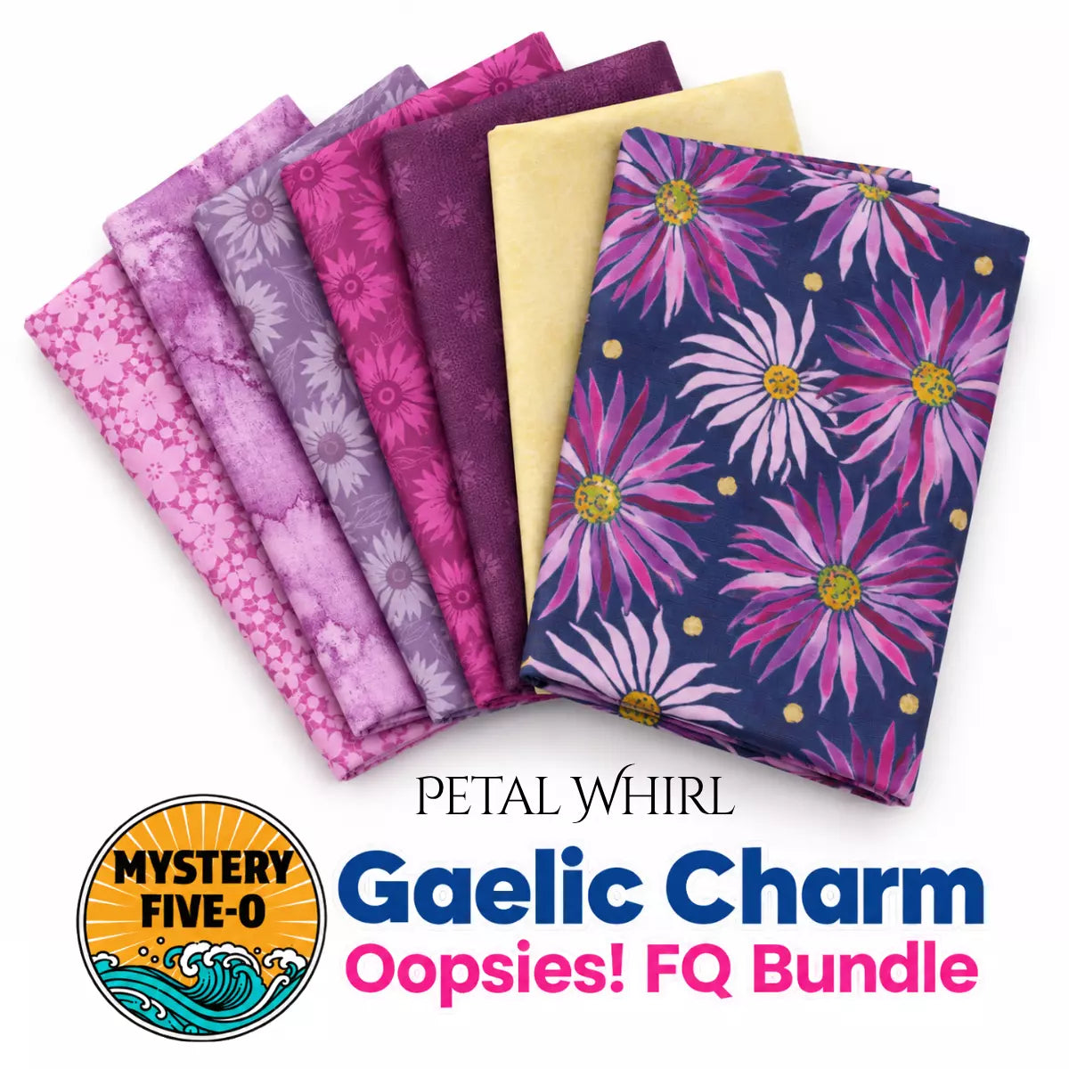 Mystery Five-0 Petal Whirl Oopsies fat quarter bundle remnant fabric
