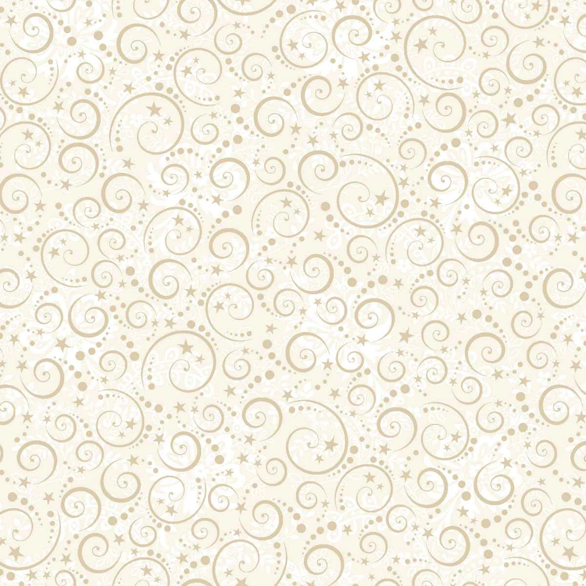 Nordic Holiday Village Cream Mini Swirls Fabric Yardage - quilt fabric for sewing and quilting projects