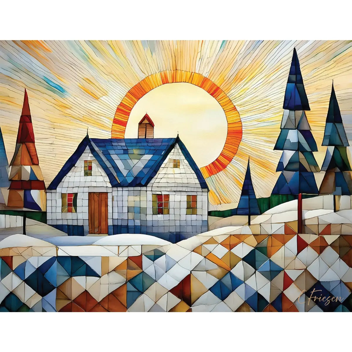 Winter House Greeting Card