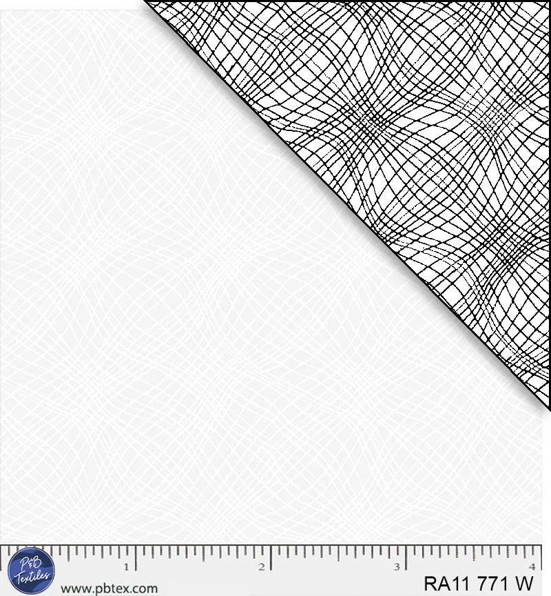 Ramblings White on White Wavy Screen Fabric Yardage