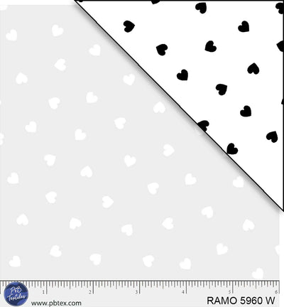 Ramblings White on White Hearts Fabric Yardage