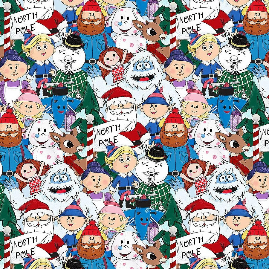 Rudolph the Red-Nosed Reindeer Multi Characters Fabric Yardage - quilt fabric for sewing and quilting projects