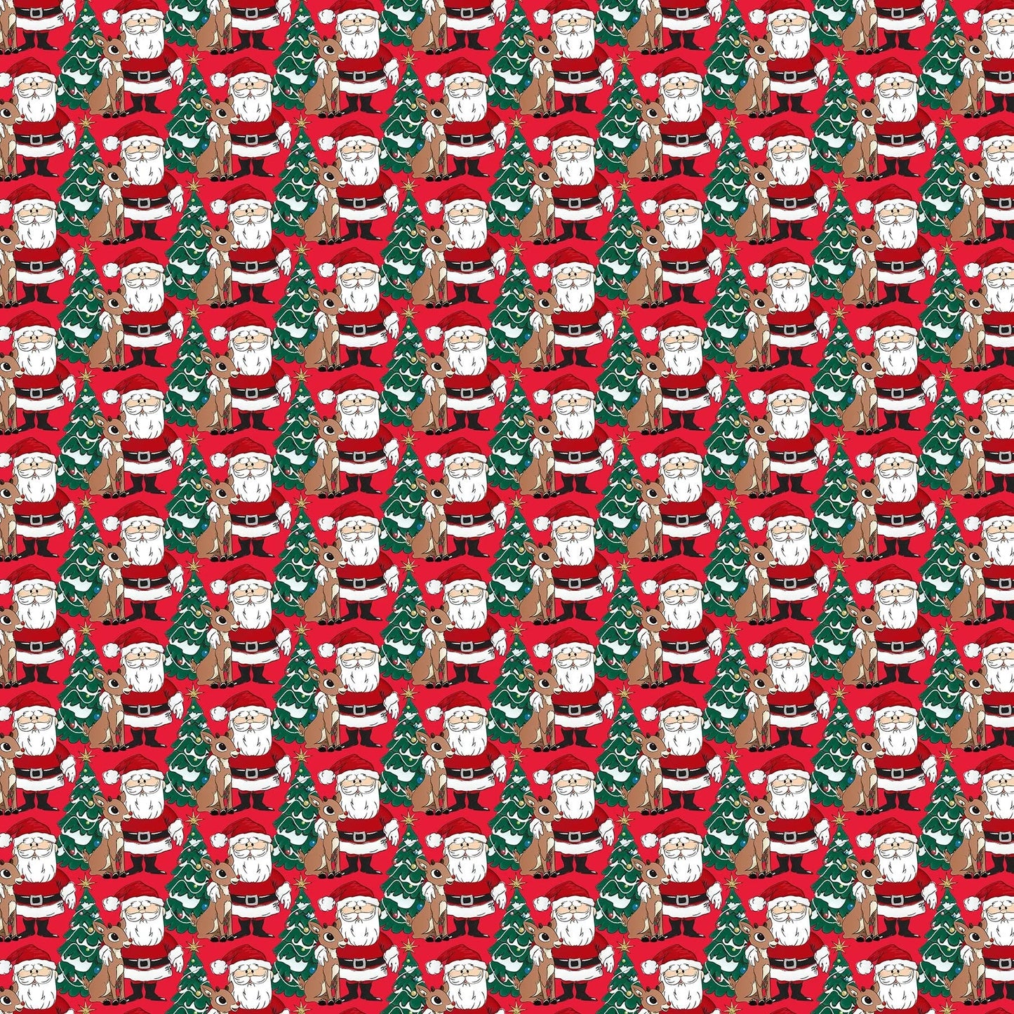 Rudolph the Red-Nosed Reindeer Red Santa Fabric Yardage - quilt fabric for sewing and quilting projects