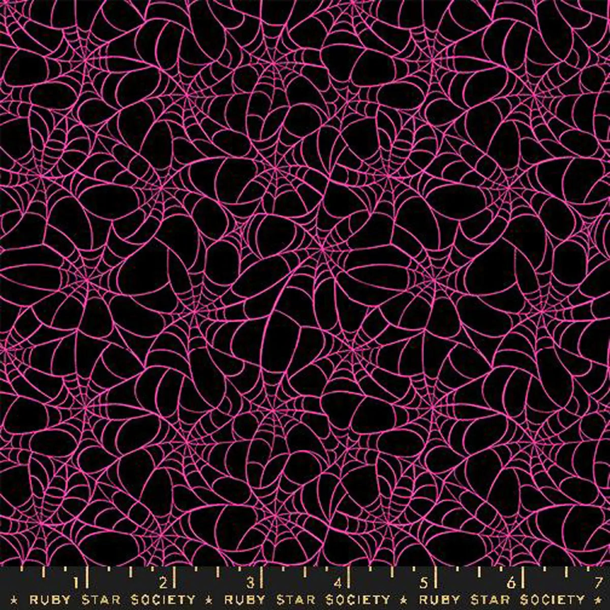 Glow Garden Black Tangled Spider Web Fabric Yardage