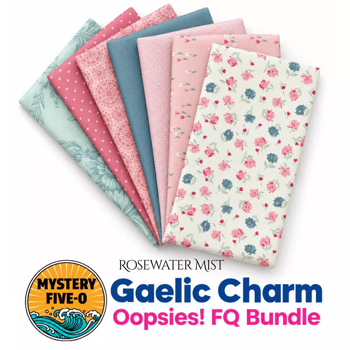 Mystery Five-0 Rosewater Mist Oopsies fat quarter bundle remnant fabric