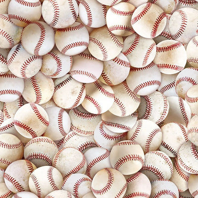Fitness Fanatic White Packed Baseball Fabric Yardage
