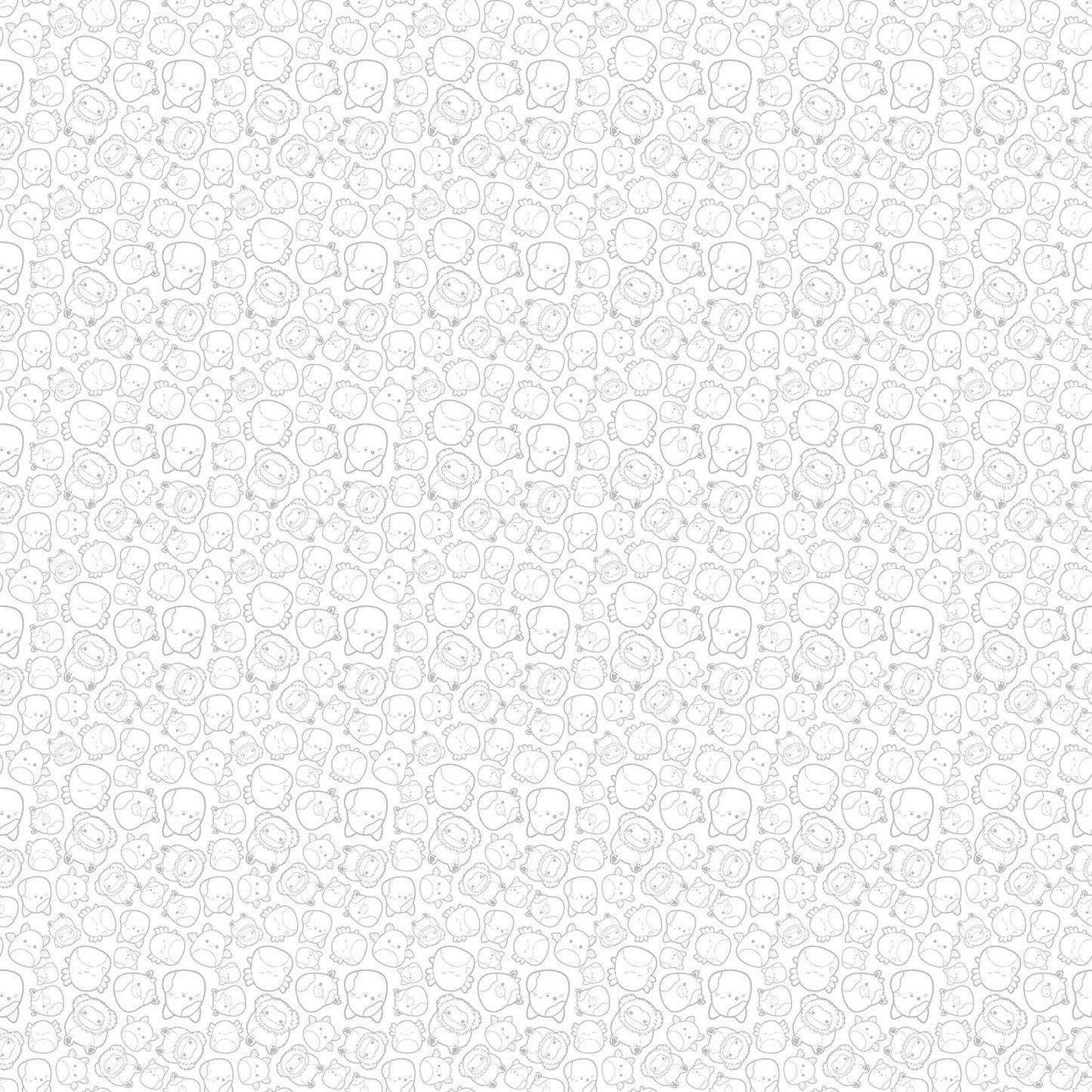 Squishmallows Outlines White Fabric Yardage