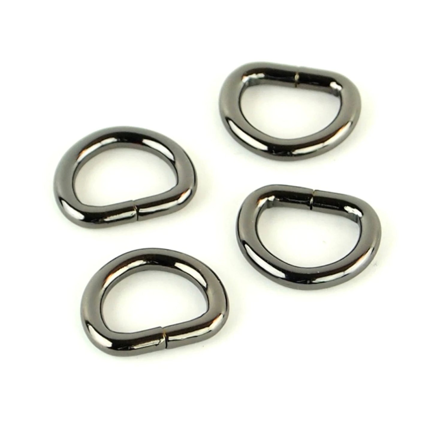 Four gunmetal D-rings half inch hardware for bag making