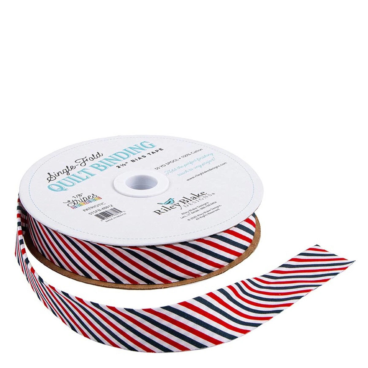 1/8" Stripe Patriotic 2.5" Bias Quilt Binding - quilt bias binding for finishing quilts