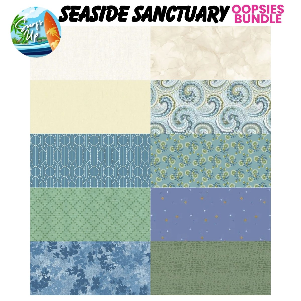Mystery Five-0 Mega Mystery Seaside Sanctuary Oopsies! FQ Fabric Bundle