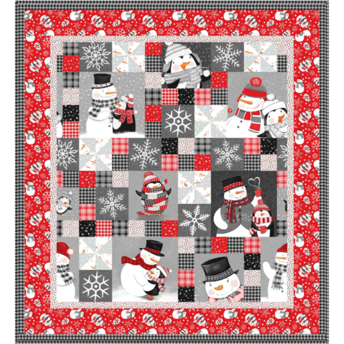 Snow Friends Flannel Throw Quilt Kit