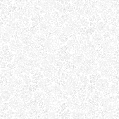 Tiny Tonals White on White Butterfly Floral Fabric Yardage
