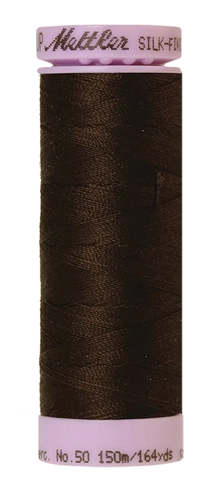 Mettler Cotton Silk Finish 50wt 150m Very Dark Brown