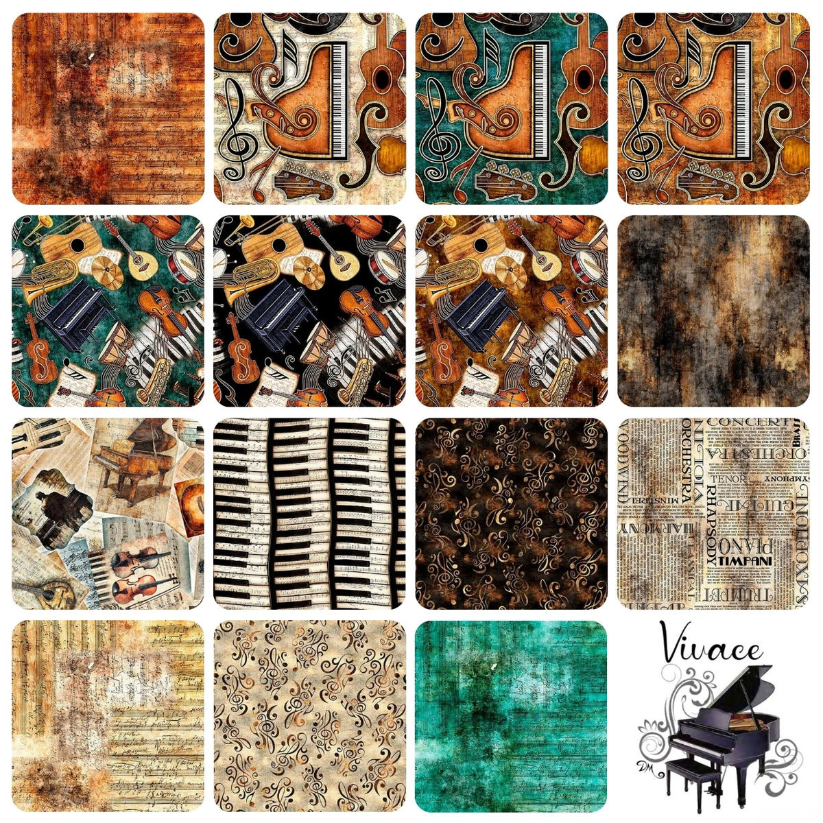 Vivace fabric collection bundle set with vibrant prints