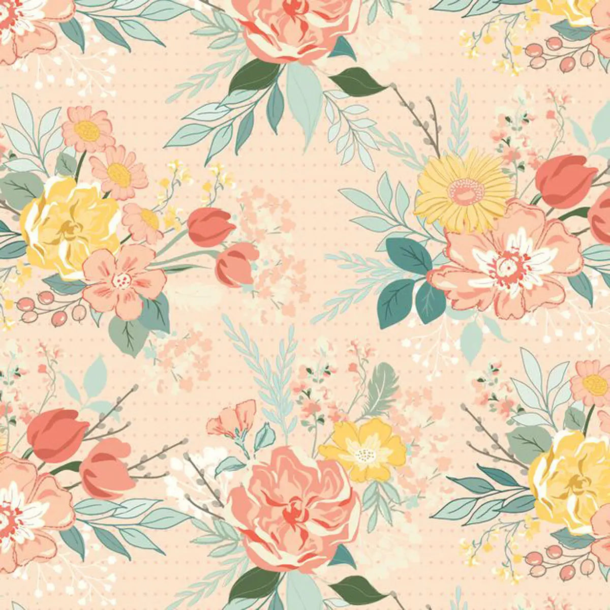 New Beginnings Blush Floral 108" Wide Quilt Backing Fabric