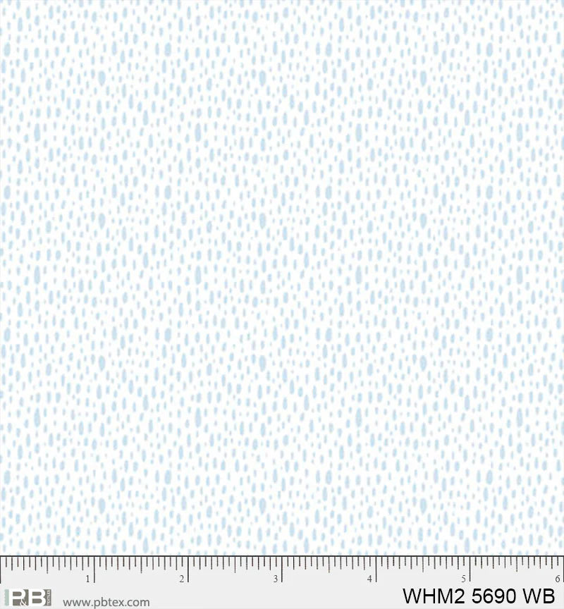 Whimsy II Blue on White Rain Drops Fabric Yardage