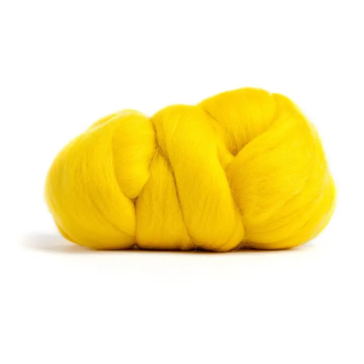 Merino Wool Top Roving Lemon Yellow