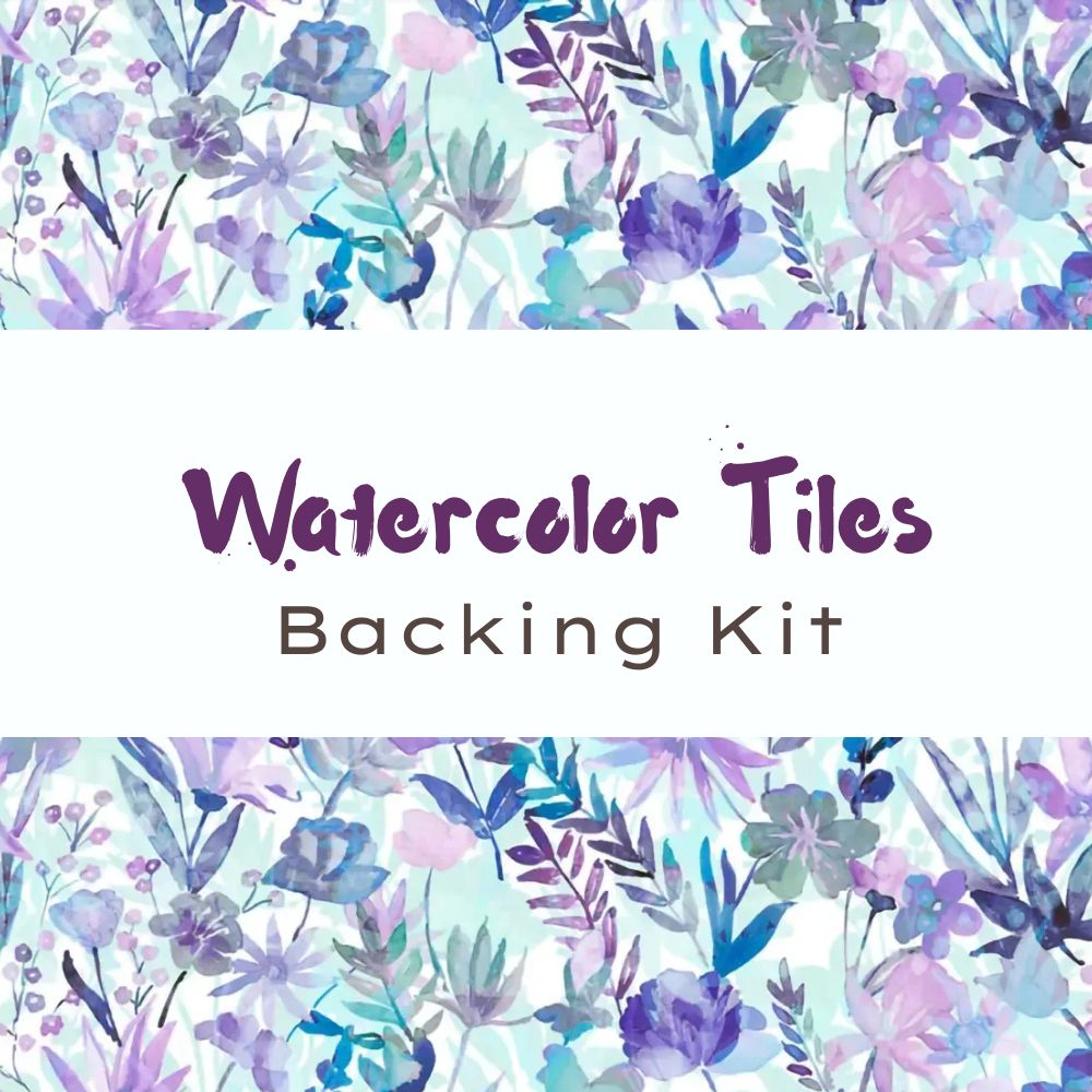 Watercolor Tiles Backing Kit Whispering Gardens Blue Violet