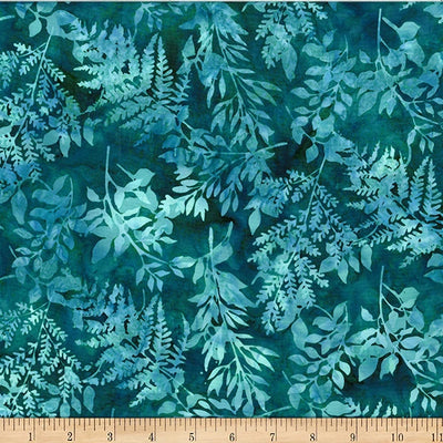 Monarch Migration Viridian Leafy Branches Batik Fabric Yardage