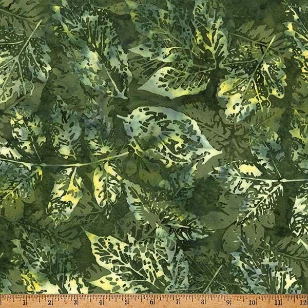 Big Foot Tavarua Leaves Batik Fabric Yardage - quilt fabric for sewing and quilting projects