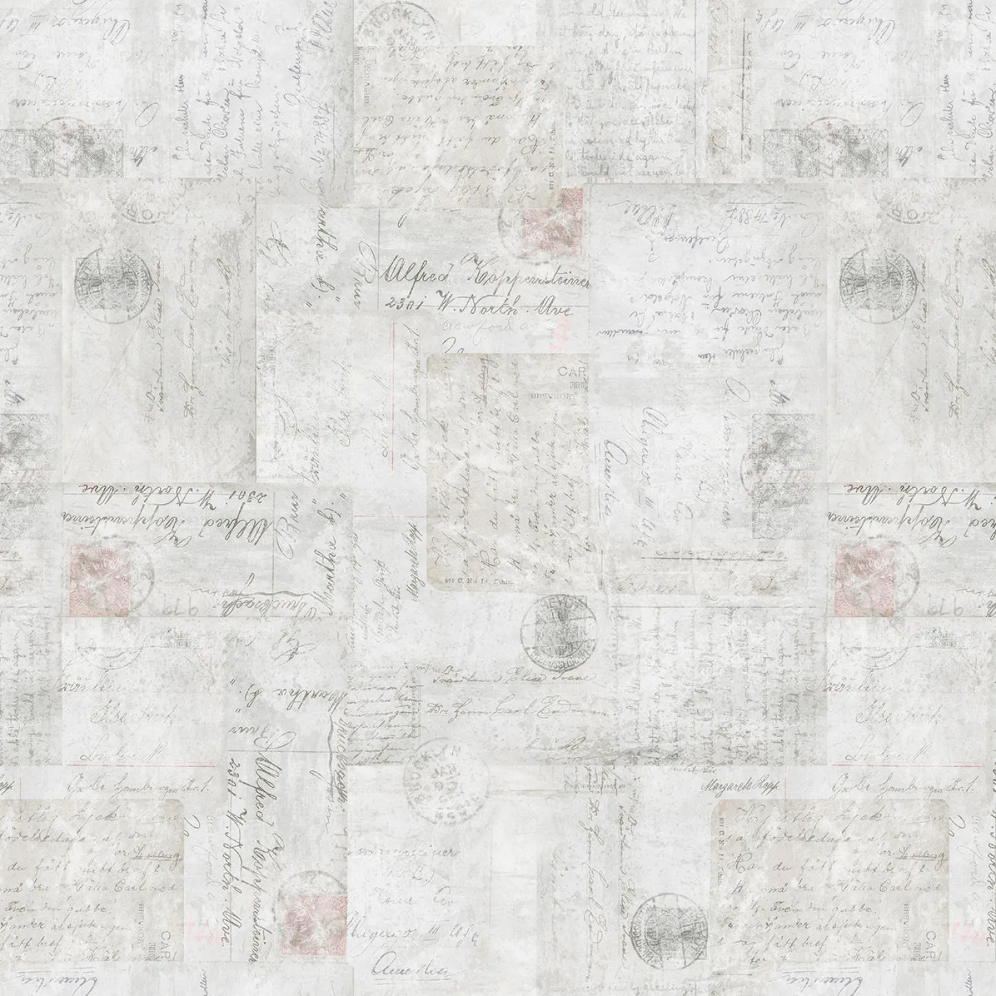 Light Pewter Digital Postcards Yardage